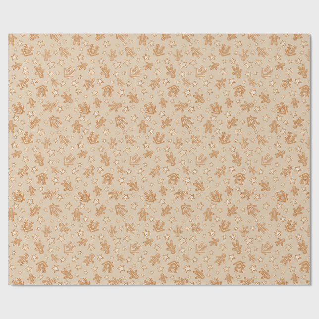 Christmas Gingerbread Houses and Cookies Wrapping Paper (Flat)