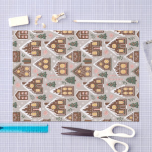 Christmas Gingerbread Houses Holiday Pattern Tissue Paper
