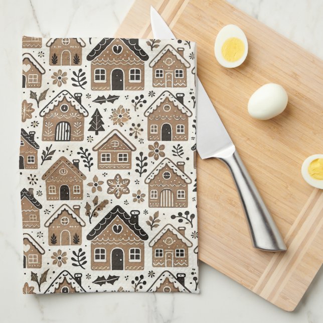 Christmas Gingerbread Houses Kitchen Towel (Quarter Fold)
