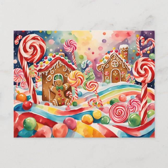 christmas gingerbread houses postcard (Front)