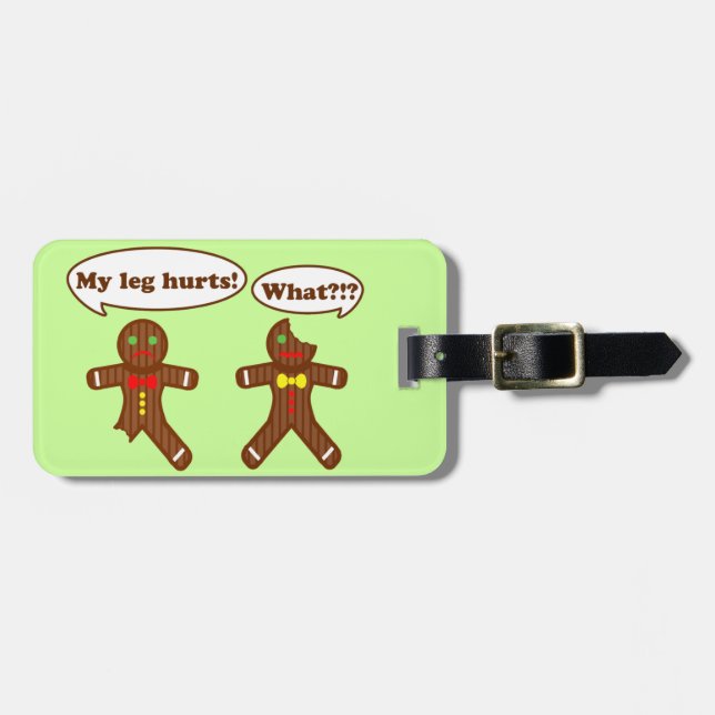 Christmas Gingerbread Humor Luggage Tag (Front Horizontal)