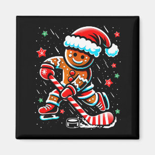 Christmas Gingerbread Ice Hockey Srts Funny Xmas P Magnet