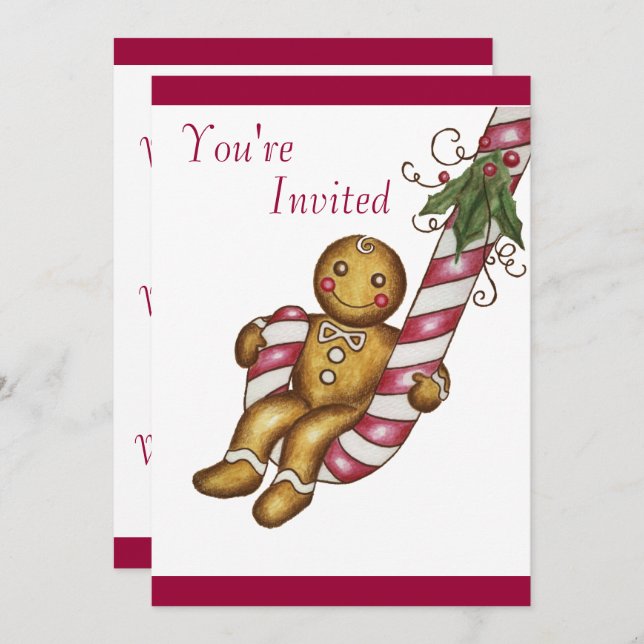 Christmas Gingerbread Invitation (Front/Back)