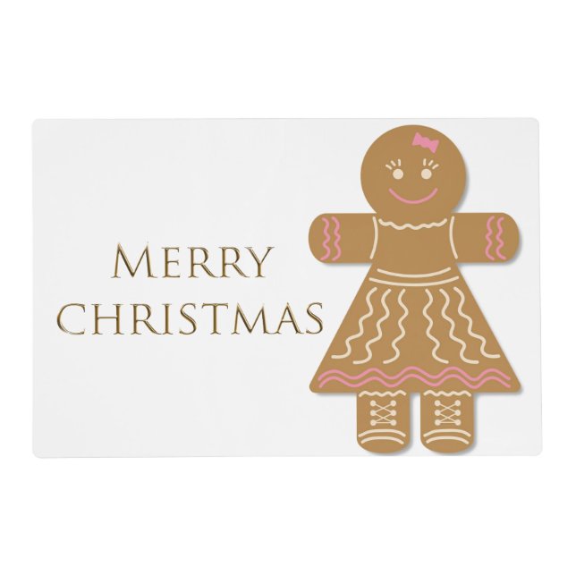 Christmas Gingerbread Lady Laminated Placemat (Front)