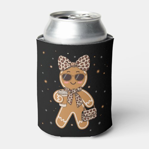 Christmas Gingerbread Leopard Xmas Coffee Purse Can Cooler