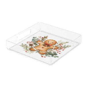 Christmas Gingerbread Man Acrylic Tray