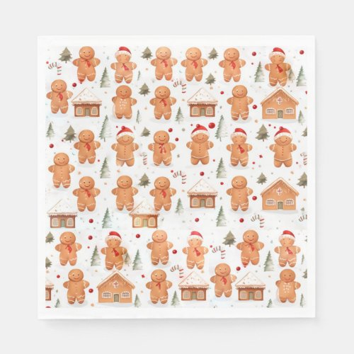 Christmas Gingerbread Man and House Napkins