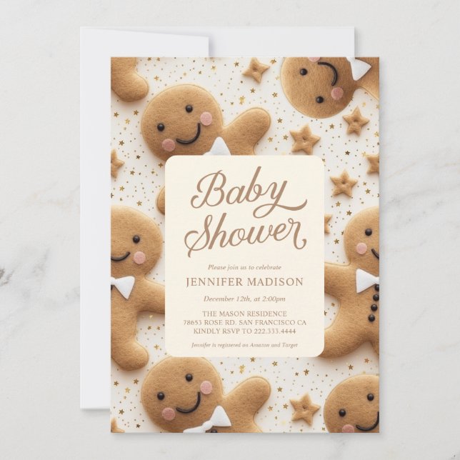 Christmas Gingerbread Man Baby Shower Invitation (Front)