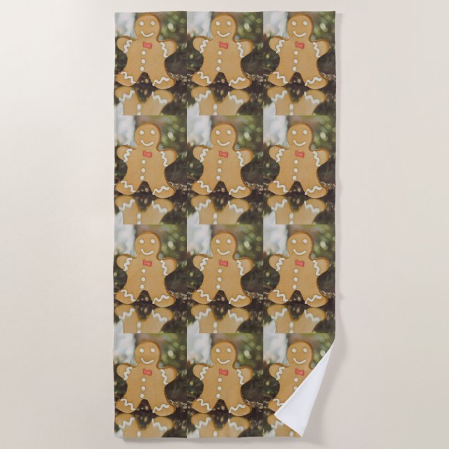Christmas gingerbread man beach towel (Front)