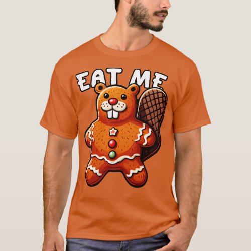 Christmas Gingerbread Man Beaver Funny Humor T_Shirt