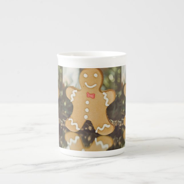 Christmas gingerbread man bone china mug (Front)