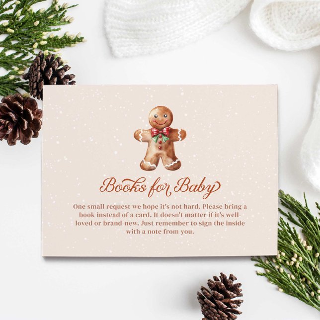 Christmas Gingerbread Man Books for Baby Enclosure Card (Winter Gender Neutral Books for Baby Card)