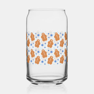 Christmas Gingerbread Man Can Glass