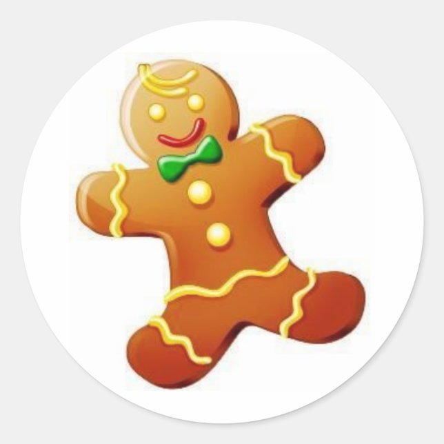 Christmas Gingerbread Man Classic Round Sticker (Front)