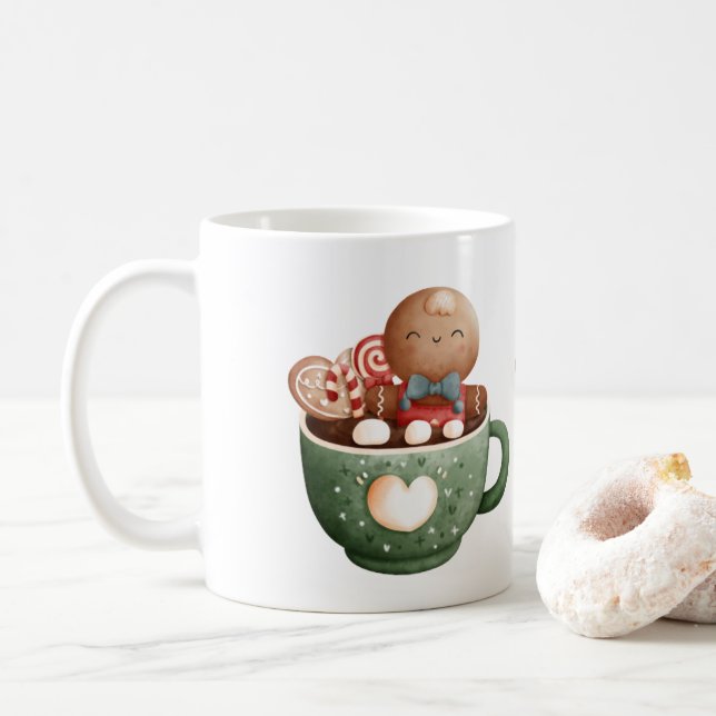 Christmas Gingerbread Man Coffee Mug (With Donut)