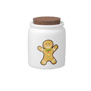 Christmas gingerbread man cookie candy jar