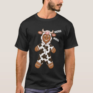 Christmas Gingerbread Man Cookie Cow Moo T-Shirt