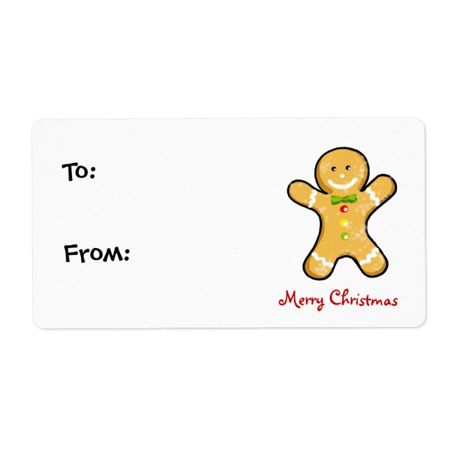 Christmas gingerbread man cookie label (Front)