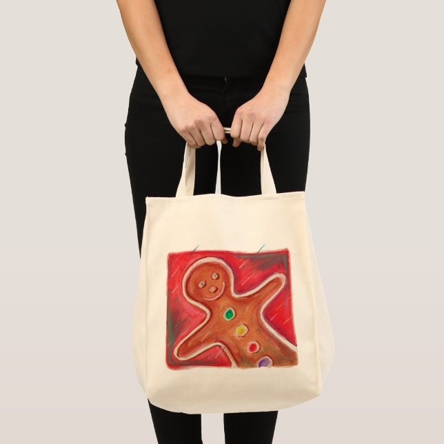 Christmas Gingerbread Man Cookie Traditional Tote Bag (Front (Product))