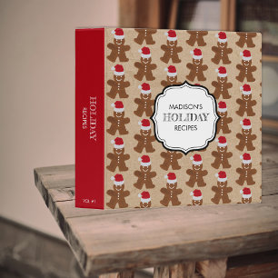 Christmas Gingerbread Man Cookies Holiday Recipe 3 Ring Binder