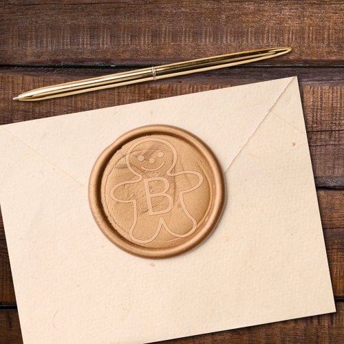 Christmas Gingerbread Man Custom Monogram Wax Seal Sticker