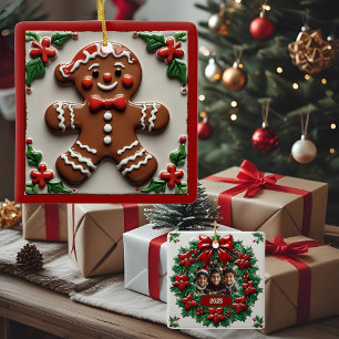 Christmas Gingerbread Man Customizable Ceramic Ornament