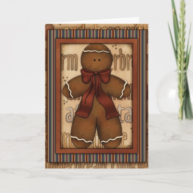 Christmas Gingerbread Man Design Greeting Card (Front)