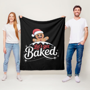 Christmas Gingerbread Man Family Let's Get Baked  Fleece Blanket