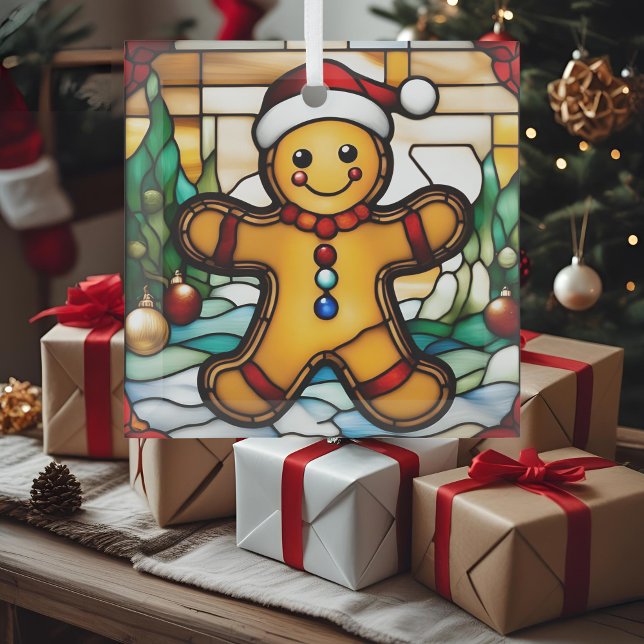 Christmas Gingerbread Man Faux Stained Glass Ornament (Creator Uploaded)