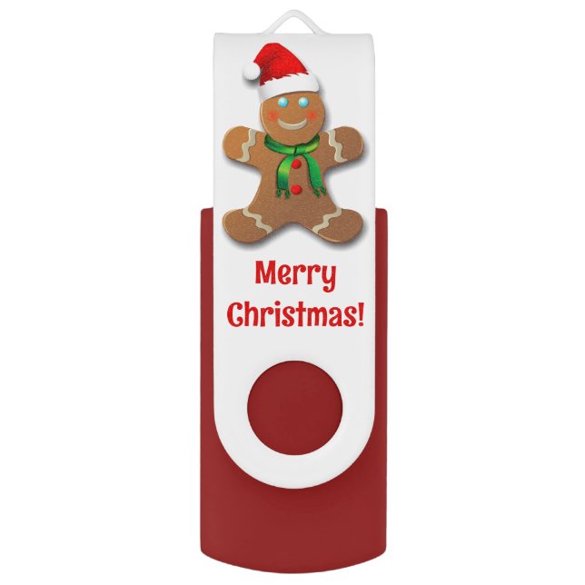 Christmas Gingerbread Man Flash Drive (Front Vertical)