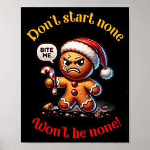 Christmas Gingerbread Man Funny Mad Xmas  Poster