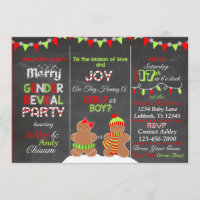 Christmas Gingerbread Man Gender Reveal Invitation