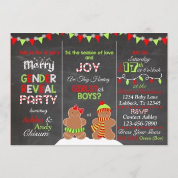 Christmas Gingerbread Man Gender Reveal Invitation by AshleysPaperTrail at Zazzle