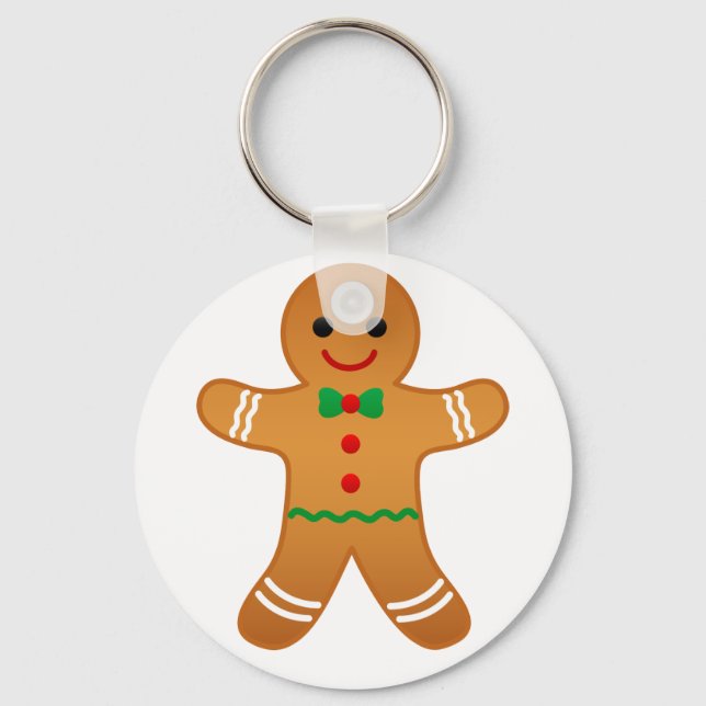 Christmas Gingerbread Man Gifts Basic Round Button Keychain (Front)