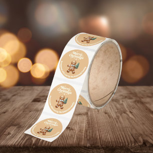 Christmas gingerbread man handmade beige classic round sticker