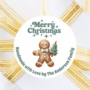 Christmas gingerbread man handmade classic round sticker