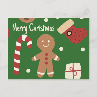 Christmas Gingerbread Man Holiday Postcard