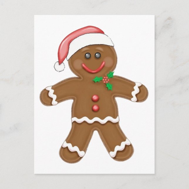 Christmas Gingerbread man Holiday Postcard (Front)