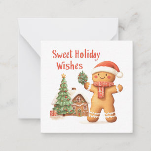 Christmas Gingerbread Man in Santa Hat Note Card