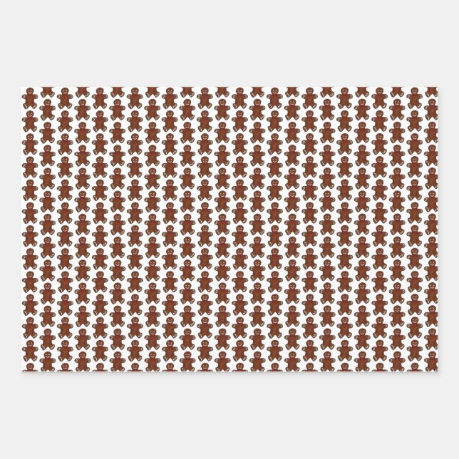 Christmas Gingerbread Man Lady Cookies House Wrapping Paper Sheets (Front)