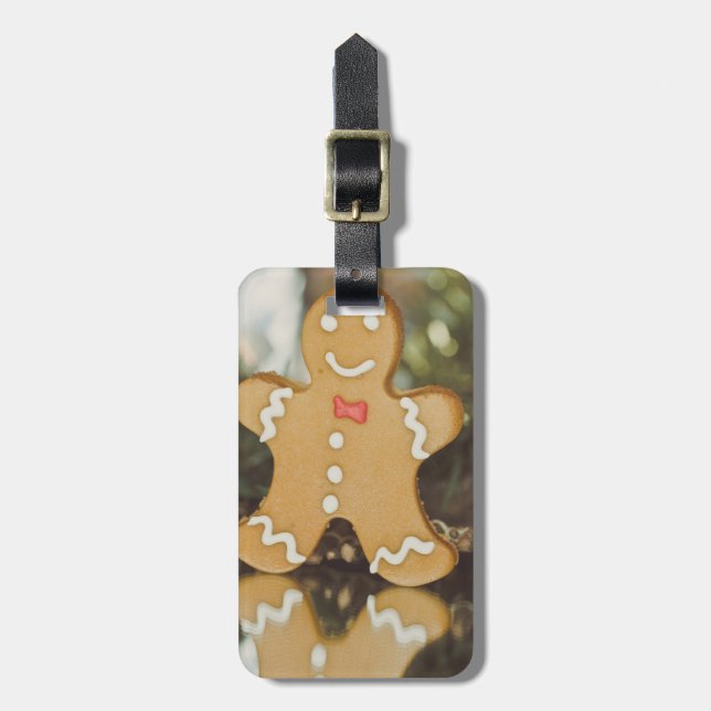 Christmas gingerbread man luggage tag (Front Vertical)