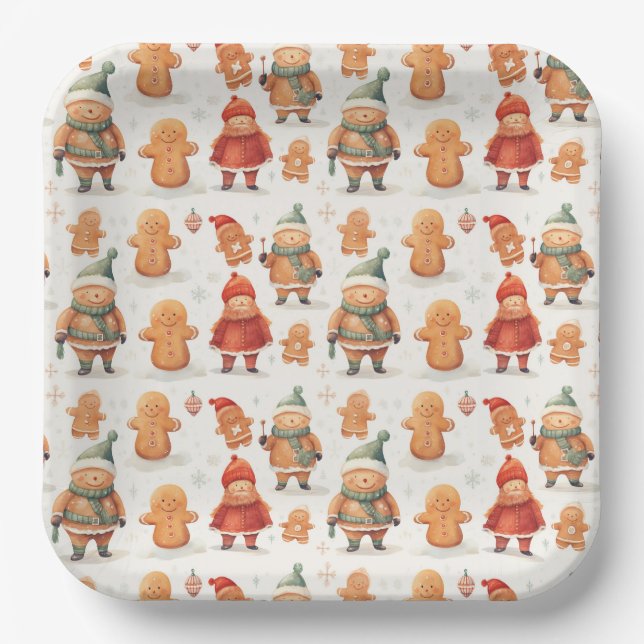 Christmas Gingerbread Man  Paper Plates (Front)