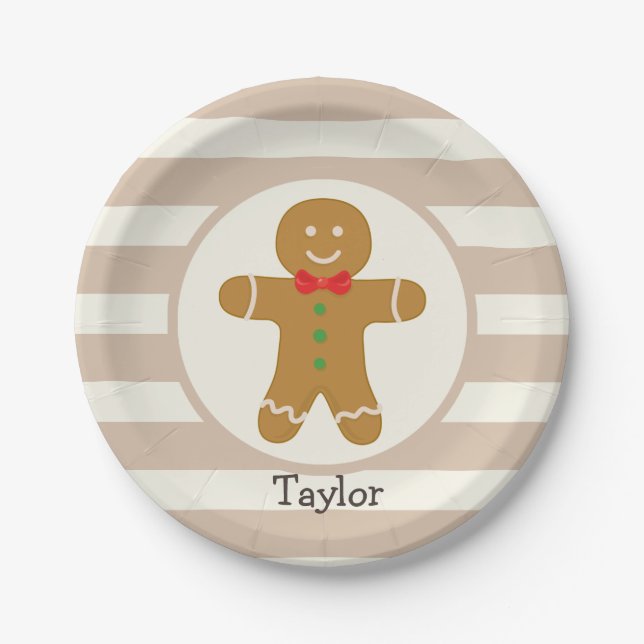 Christmas Gingerbread Man Paper Plates (Front)