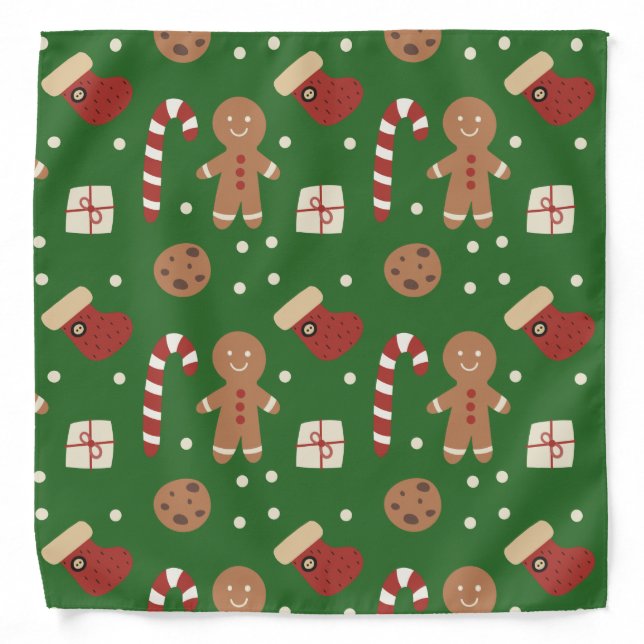 Christmas Gingerbread Man Pattern  Bandana (Front)