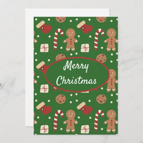 Christmas Gingerbread Man Pattern Holiday Card
