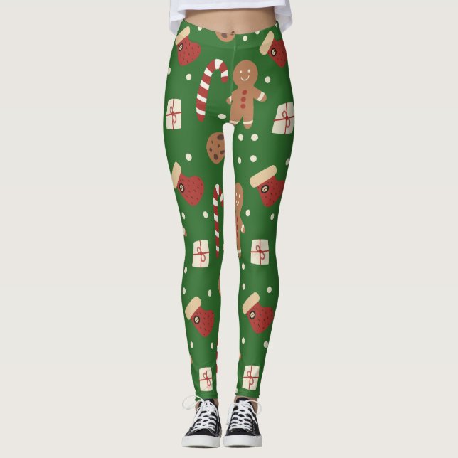 Christmas Gingerbread Man Pattern  Leggings (Front)