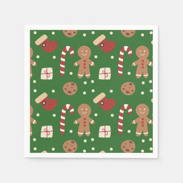 Christmas Gingerbread Man Pattern  Napkins (Front)