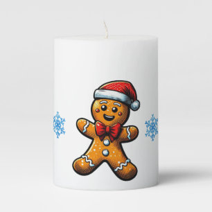 Christmas Gingerbread Man Pillar Candle