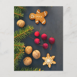 Christmas gingerbread man postcard