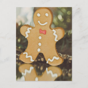 Christmas gingerbread man postcard